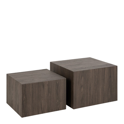 Dice Square Coffee Table Set in Smoked Ash — front view