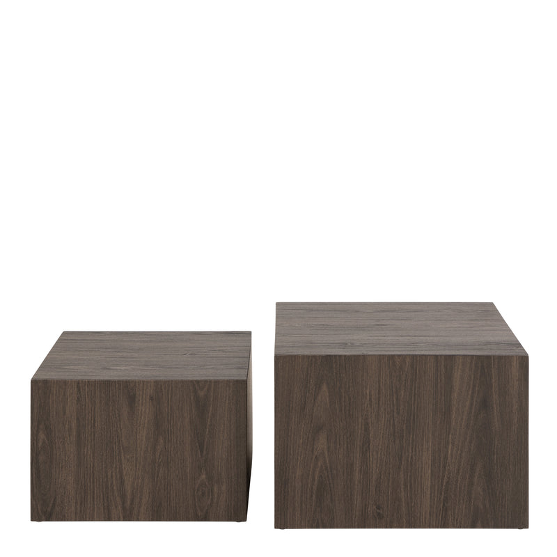 Dice Square Coffee Table Set in Smoked Ash — side angle