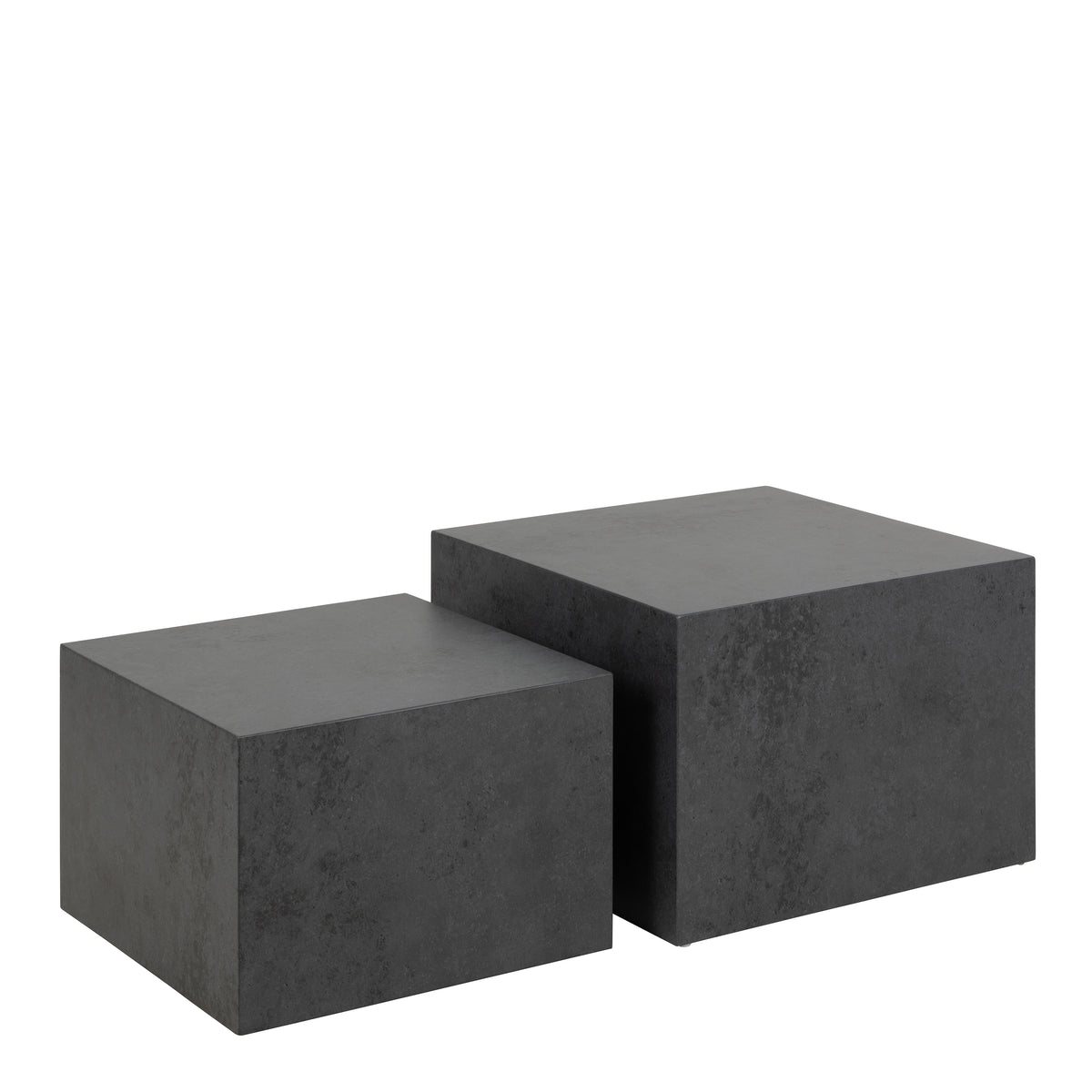 Dice Square Coffee Table Set in Black Ocean Rough Paper — front view