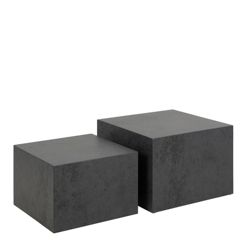 Dice Square Coffee Table Set in Black Ocean Rough Paper — front view