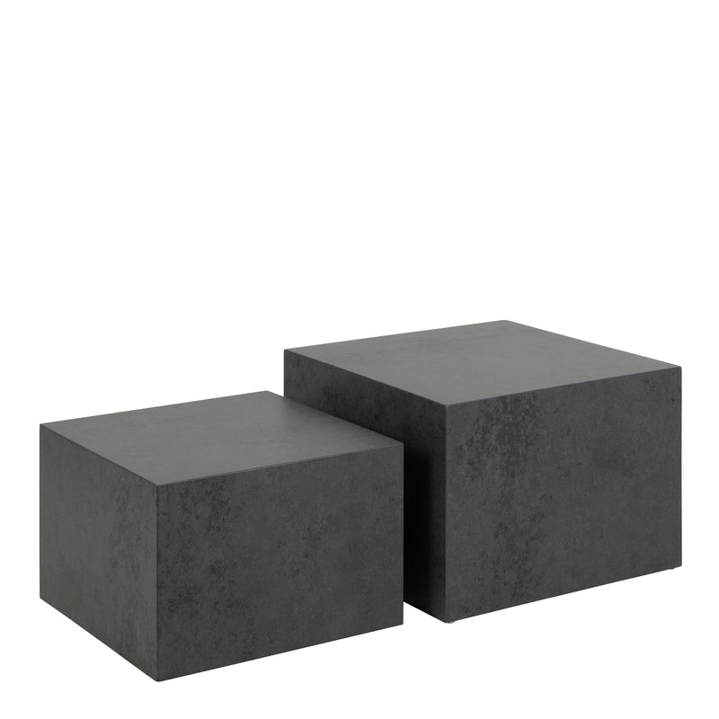 Dice Square Coffee Table Set in Black Ocean Rough Paper — front view