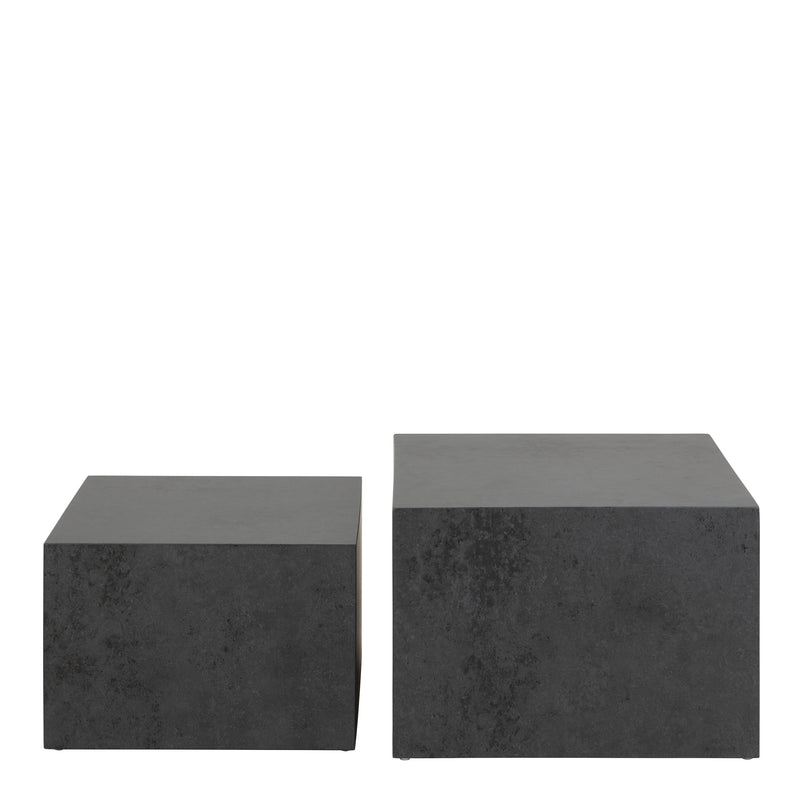 Dice Square Coffee Table Set in Black Ocean Rough Paper — side angle