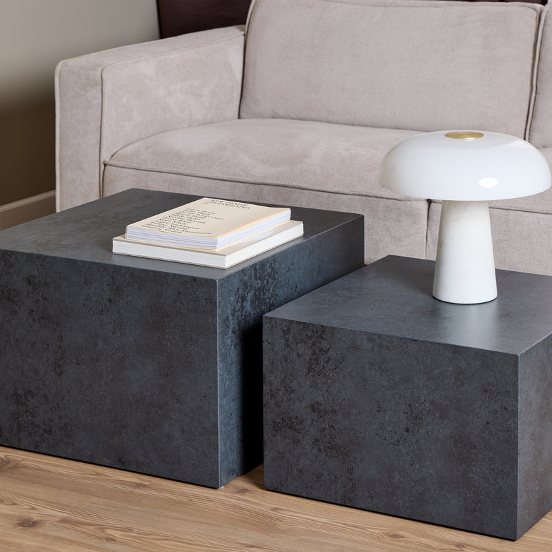 Dice Square Coffee Table Set in Black Ocean Rough Paper — alternative angle