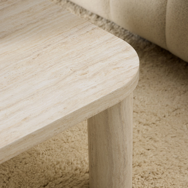 Solano Rectangular Coffee Table in Light Travertine 100 x 75 cm — alternative angle