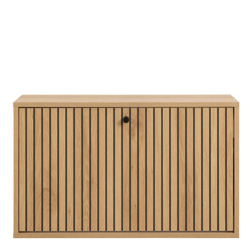 Albany Shoe Cabinet 1 Flip Down Door In Oak — side angle