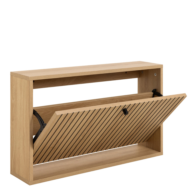 Albany Shoe Cabinet 1 Flip Down Door In Oak — alternative angle