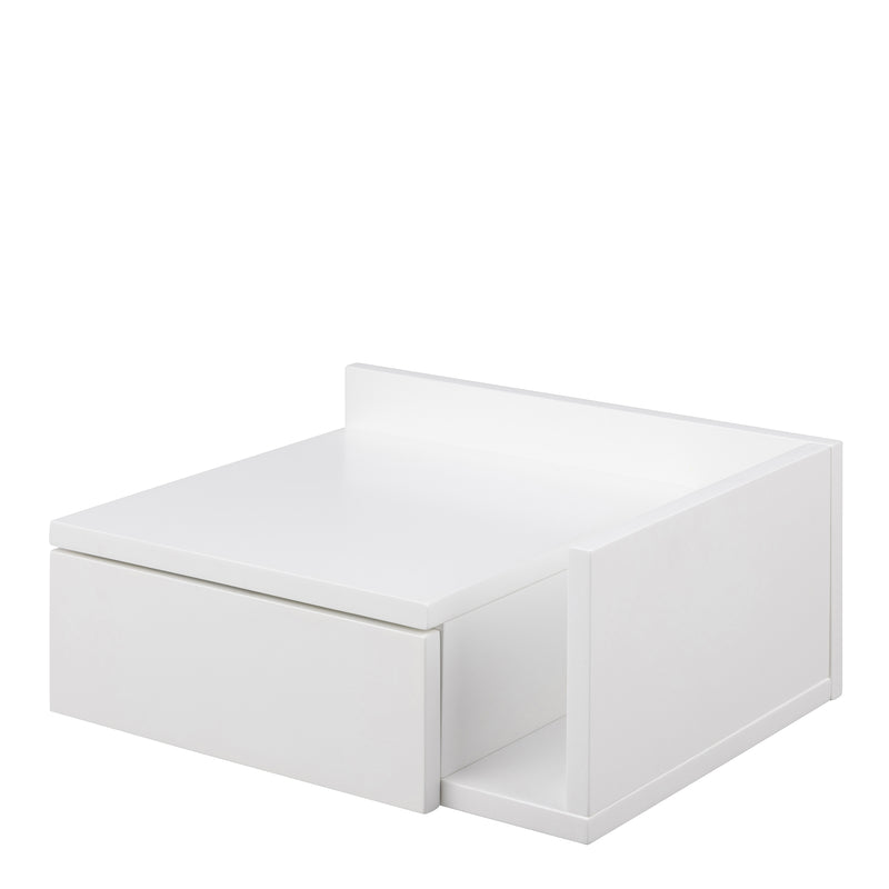 Ashlan 1 Drawer Wall Mounted Square Bedside Table in White — alternative angle