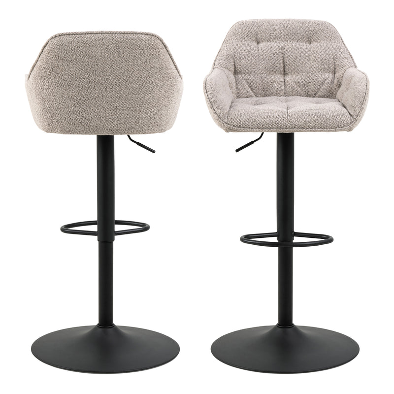 Brooke Swivel Bar Stool with Height Adjustable Function in Monza Beige Set of 2 — side angle