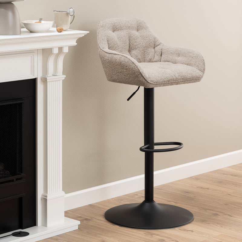 Brooke Swivel Bar Stool with Height Adjustable Function in Monza Beige Set of 2 — alternative angle