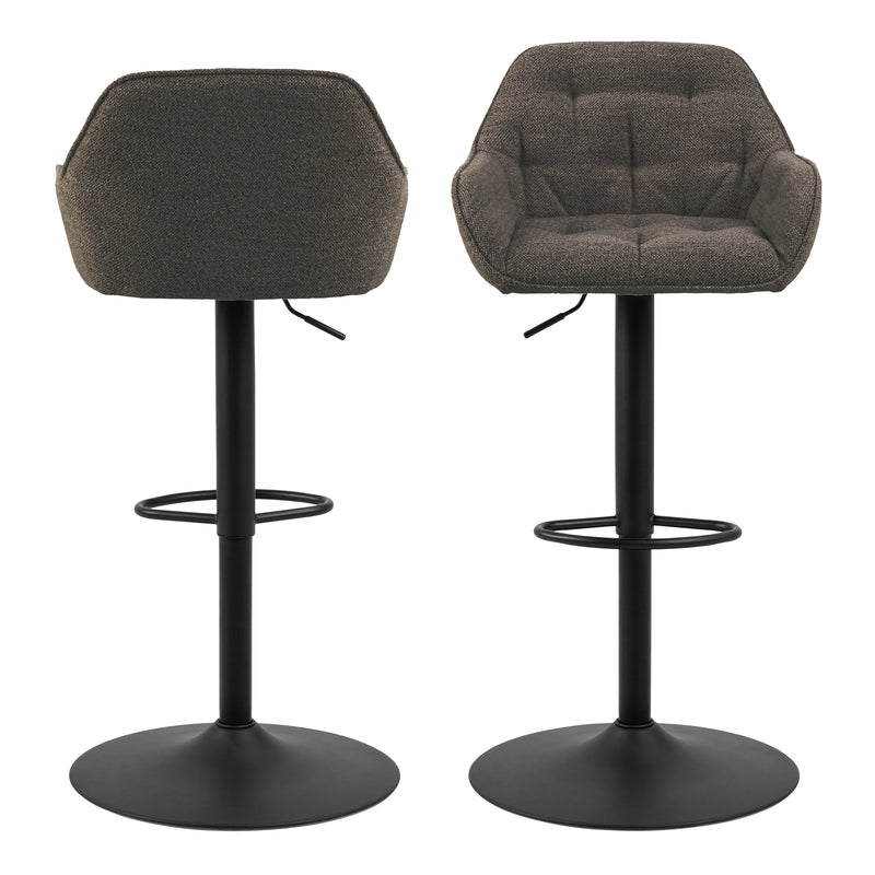 Brooke Swivel Bar Stool with Height Adjustable Function in Taupe Set of 2 — side angle