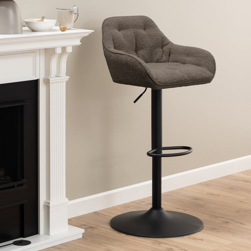 Brooke Swivel Bar Stool with Height Adjustable Function in Taupe Set of 2 — view