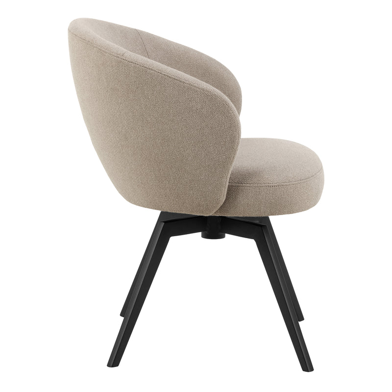 Darlene Dining Chair with Armrest and Swivel Function in Beige — detail view