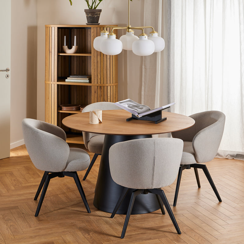 Darlene Dining Chair with Armrest and Swivel Function in Beige — alternative angle