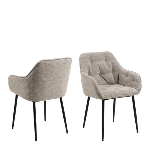 Brooke Dining Chair with Armrest in Monza Beige Set of 2 — front view