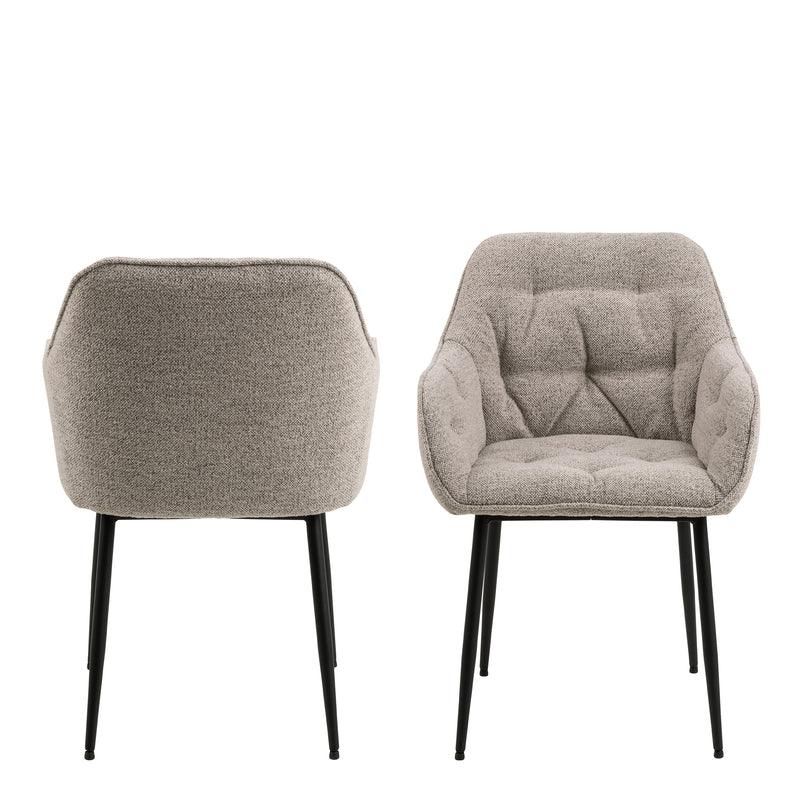 Brooke Dining Chair with Armrest in Monza Beige Set of 2 — side angle