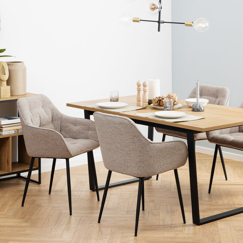 Brooke Dining Chair with Armrest in Monza Beige Set of 2 — view