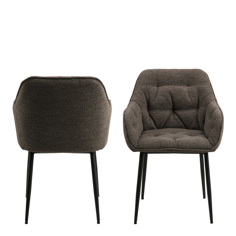 Brooke Dining Chair with Armrest in Taupe Set of 2 — side angle