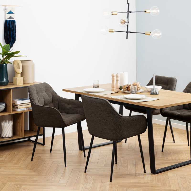 Brooke Dining Chair with Armrest in Taupe Set of 2 — alternative angle