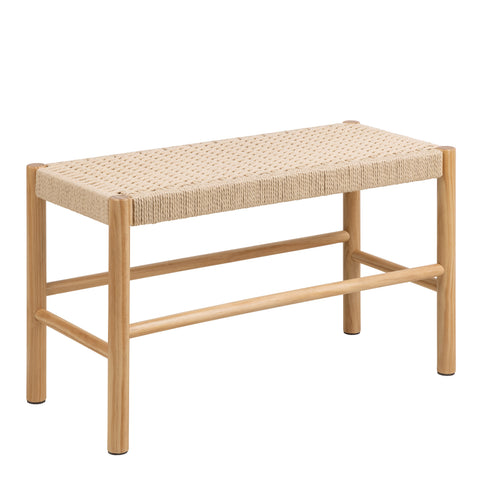 Alvin Weaved Bench in Off White — front view