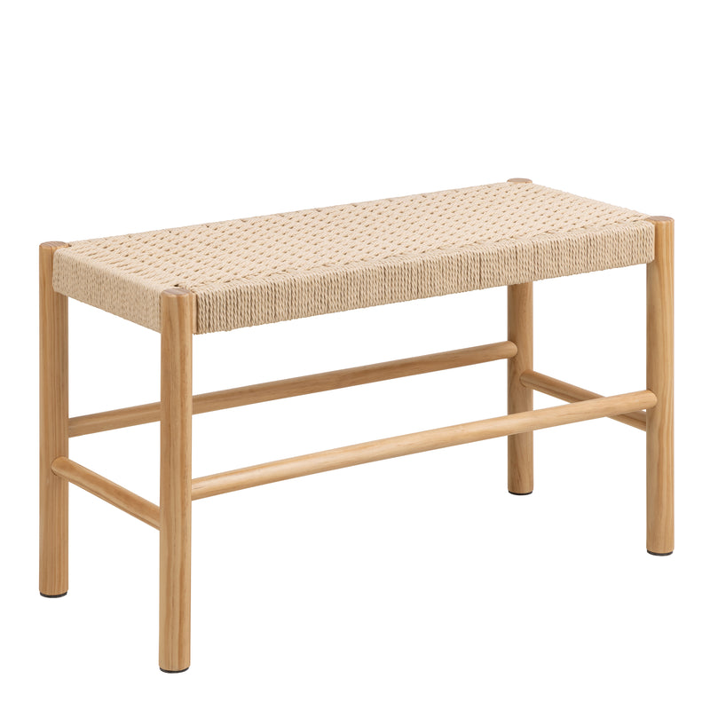 Alvin Weaved Bench in Off White — front view