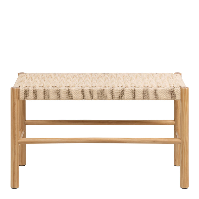 Alvin Weaved Bench in Off White — side angle
