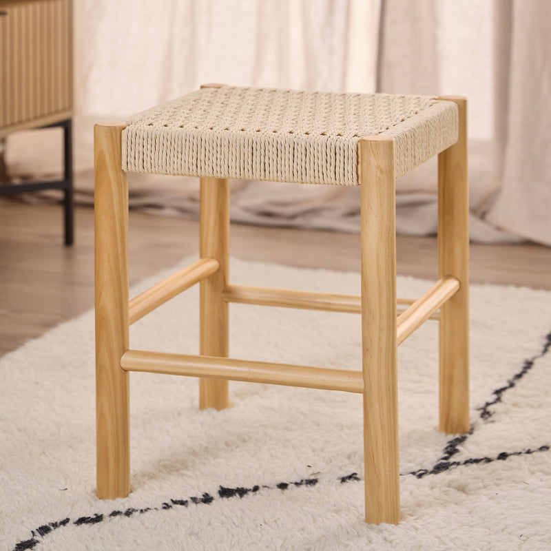 Alvin Weaved Stool in Off White — detail view
