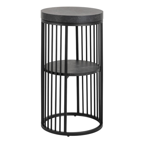 Strington Round Bedside Table 1 Shelf in Matt Black — front view