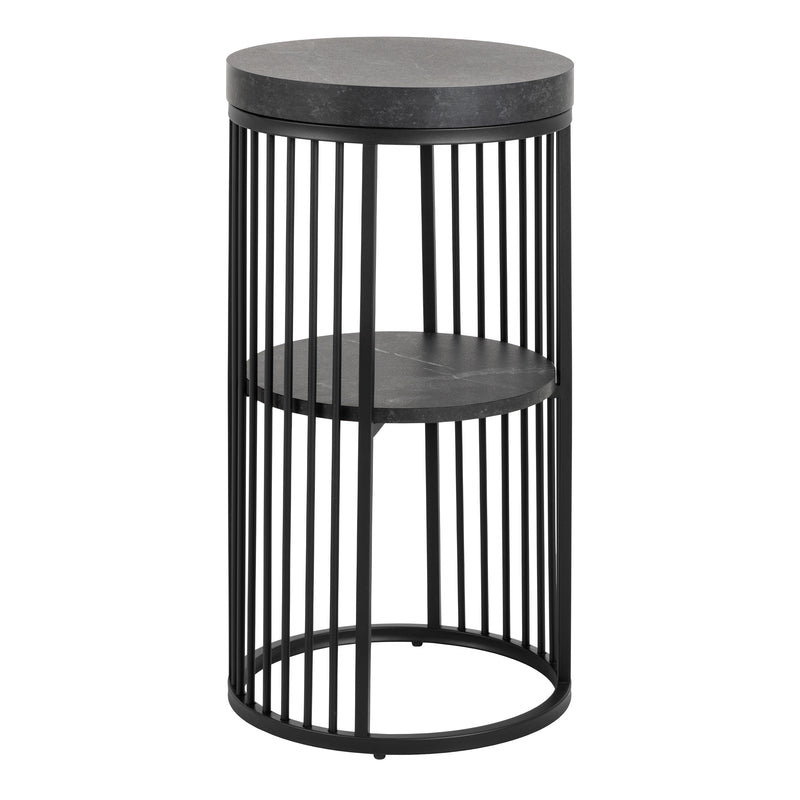 Strington Round Bedside Table 1 Shelf in Matt Black — front view