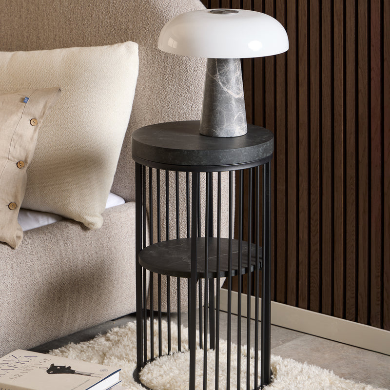 Strington Round Bedside Table 1 Shelf in Matt Black — detail view
