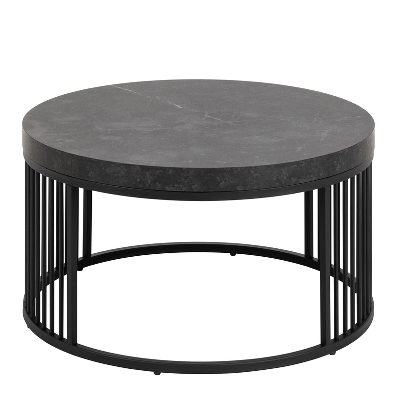 Strington Round Coffee Table in Matt Black — side angle