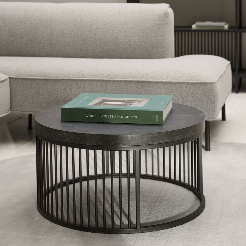 Strington Round Coffee Table in Matt Black — detail view