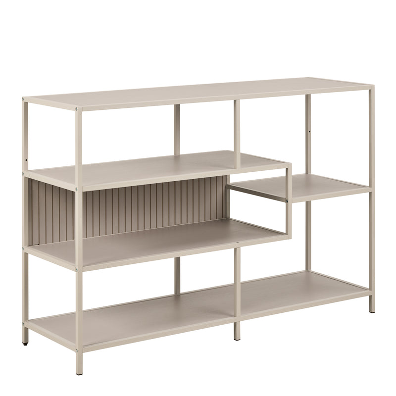 Seaford Wide Grey Steel Bookcase With 4 Grey Melamine Shelves — front view
