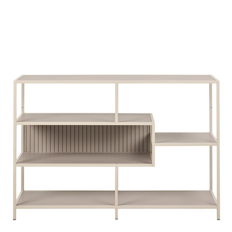 Seaford Wide Grey Steel Bookcase With 4 Grey Melamine Shelves — side angle