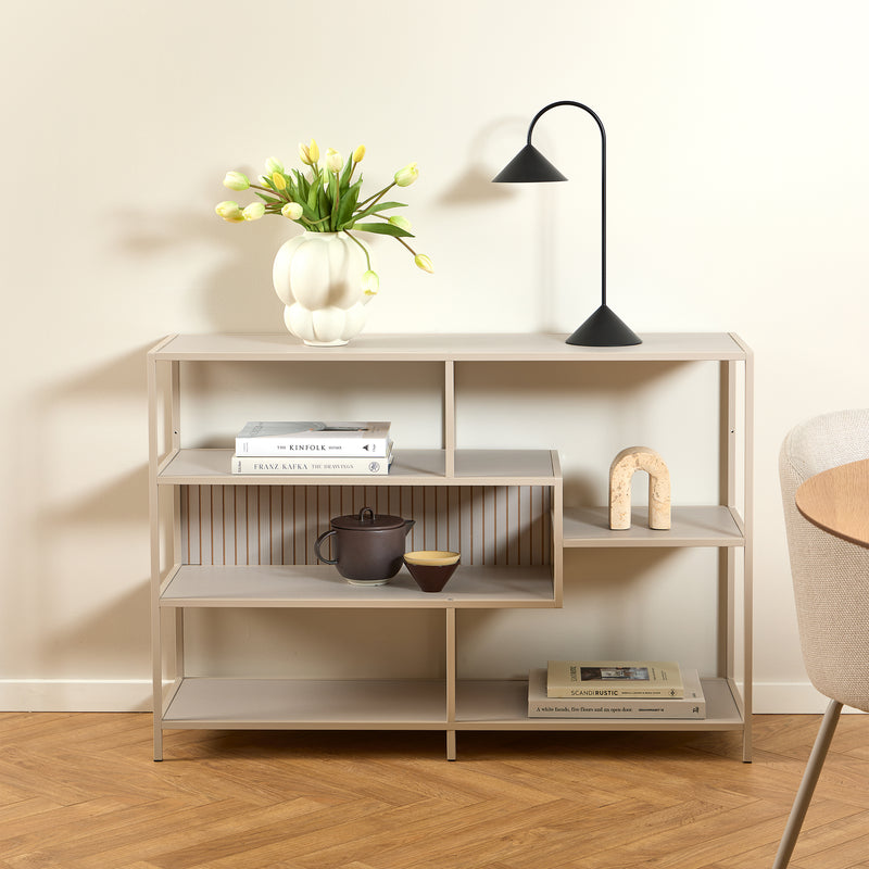 Seaford Wide Grey Steel Bookcase With 4 Grey Melamine Shelves — alternative angle