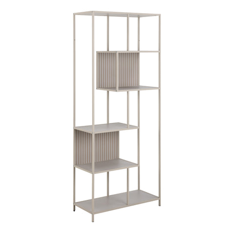 Seaford Tall Grey Metal Bookcase with 5 Shelves — front view