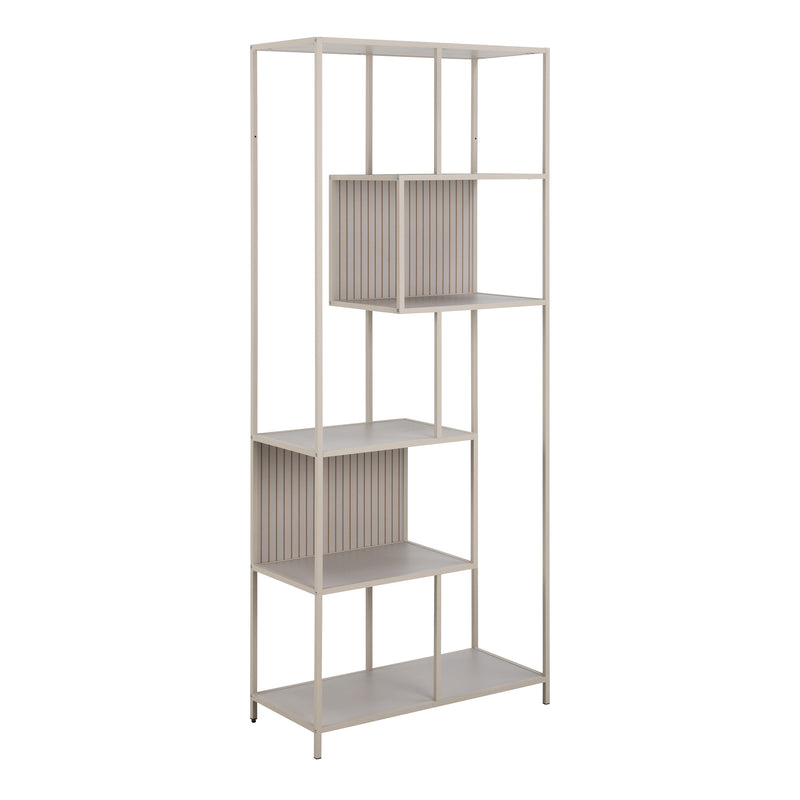 Seaford Tall Grey Metal Bookcase with 5 Shelves — front view