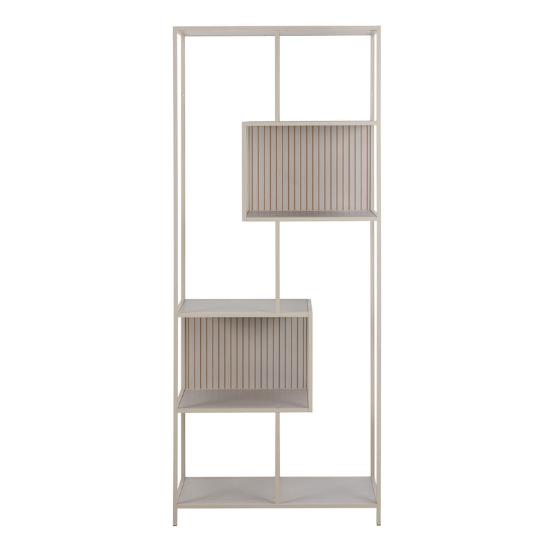Seaford Tall Grey Metal Bookcase with 5 Shelves — side angle