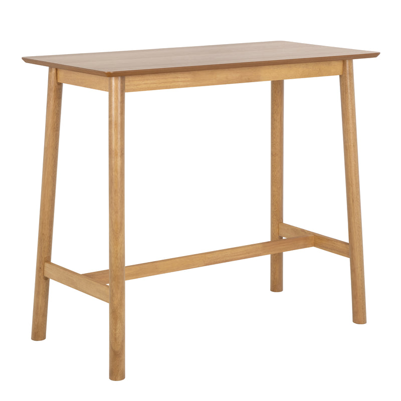 Barlow Bar Table in Matt Oak Included 2 Barlow Bar Stool Without Back in Matt Oak — side angle