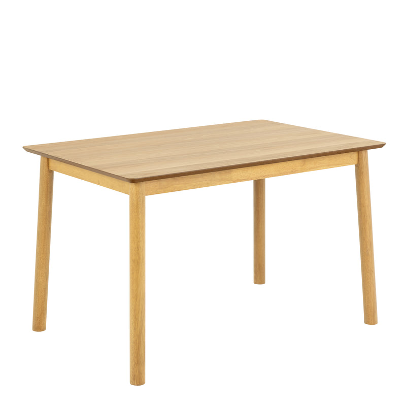 Barlow Rectangular Dining Table in Matt Oak 120x80cm includes 4 Barlow Dining Chairs in Matt Oak — side angle