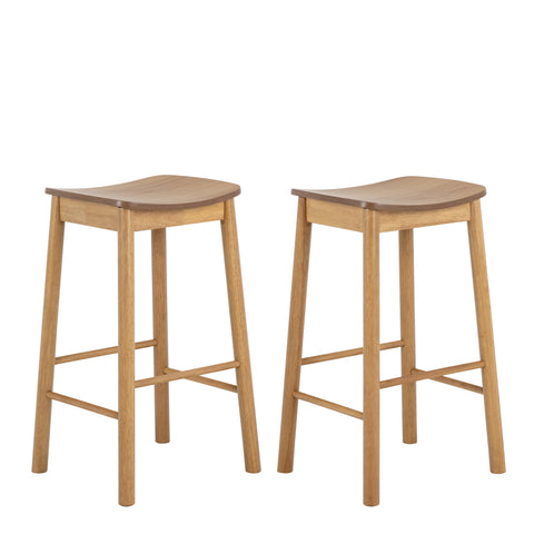 Barlow Bar Stool Without Back in Matt Oak Set of 2 — front view