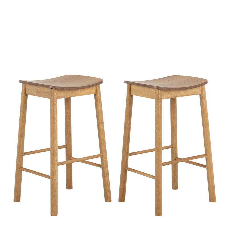 Barlow Bar Stool Without Back in Matt Oak Set of 2 — front view