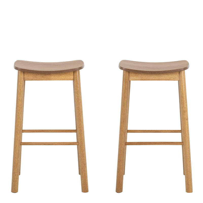 Barlow Bar Stool Without Back in Matt Oak Set of 2 — side angle