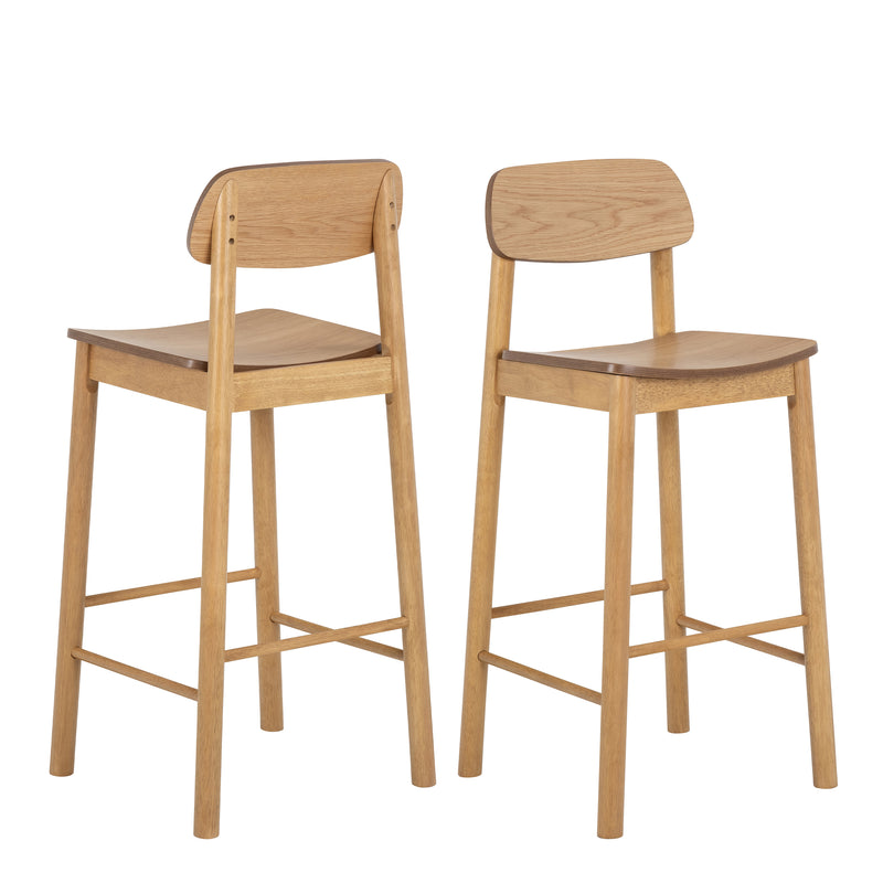 Barlow Bar Stool in Matt Oak Set of 2 — front view