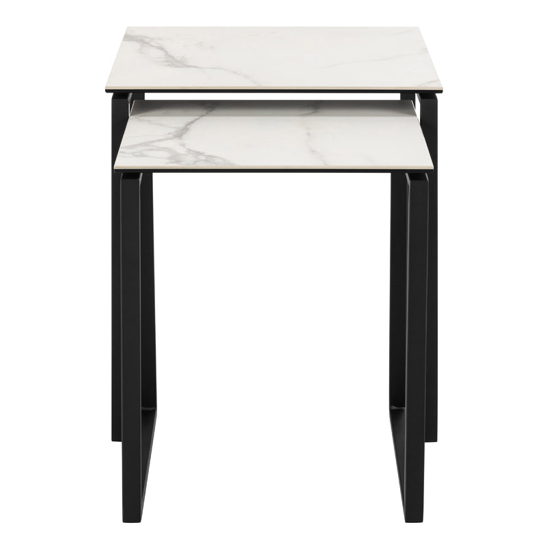 Katrine Square Coffee Table Set in Ceramic White — detail view