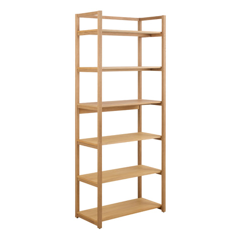 Ludza Rectangular Bookcase With 6 Shelves in Oak — front view