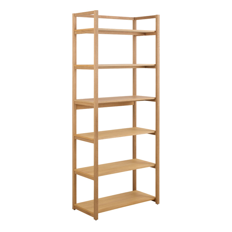 Ludza Rectangular Bookcase With 6 Shelves in Oak — front view