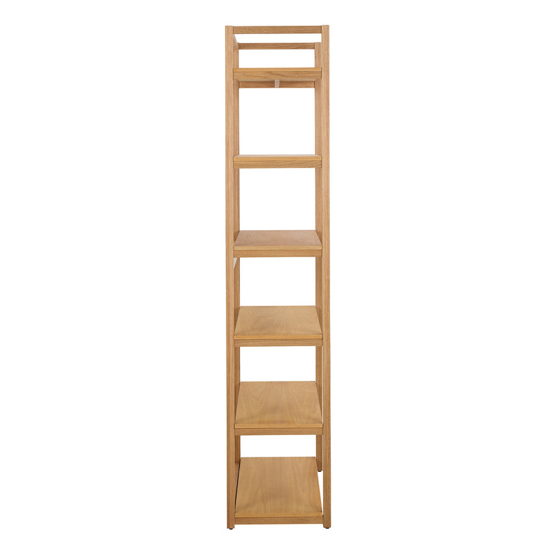 Ludza Rectangular Bookcase With 6 Shelves in Oak — detail view