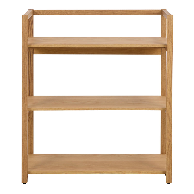 Ludza Rectangular Bookcase With 3 Shelves in Oak — side angle