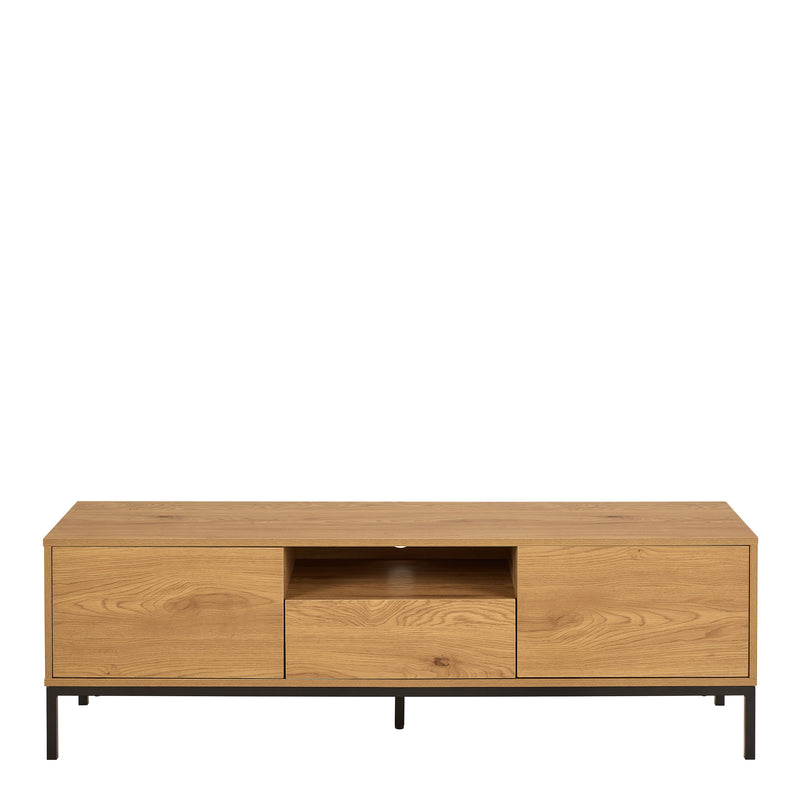 Seaford Tv Unit 2 Doors 1 Drawer in Matt Wild Oak — side angle