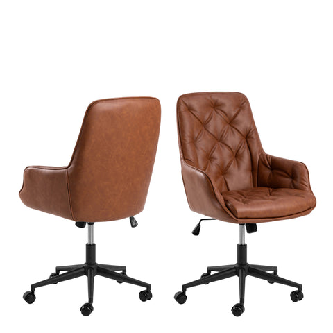 Erik Gas Lift Desk Chair in Brandy PU — front view